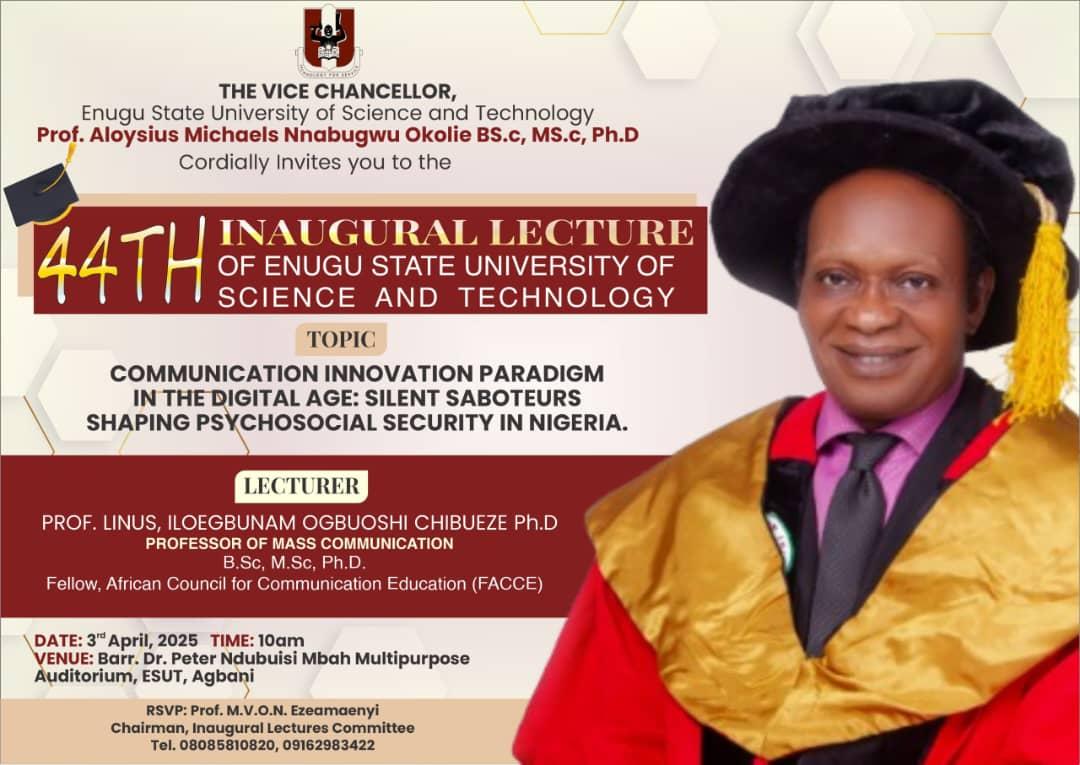 ESUT SET TO HOST 44TH INAUGURAL LECTURE